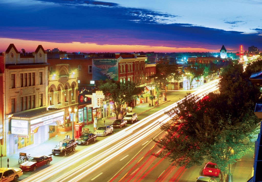Whyte Avenue at Night. Image Credit Travel Alberta